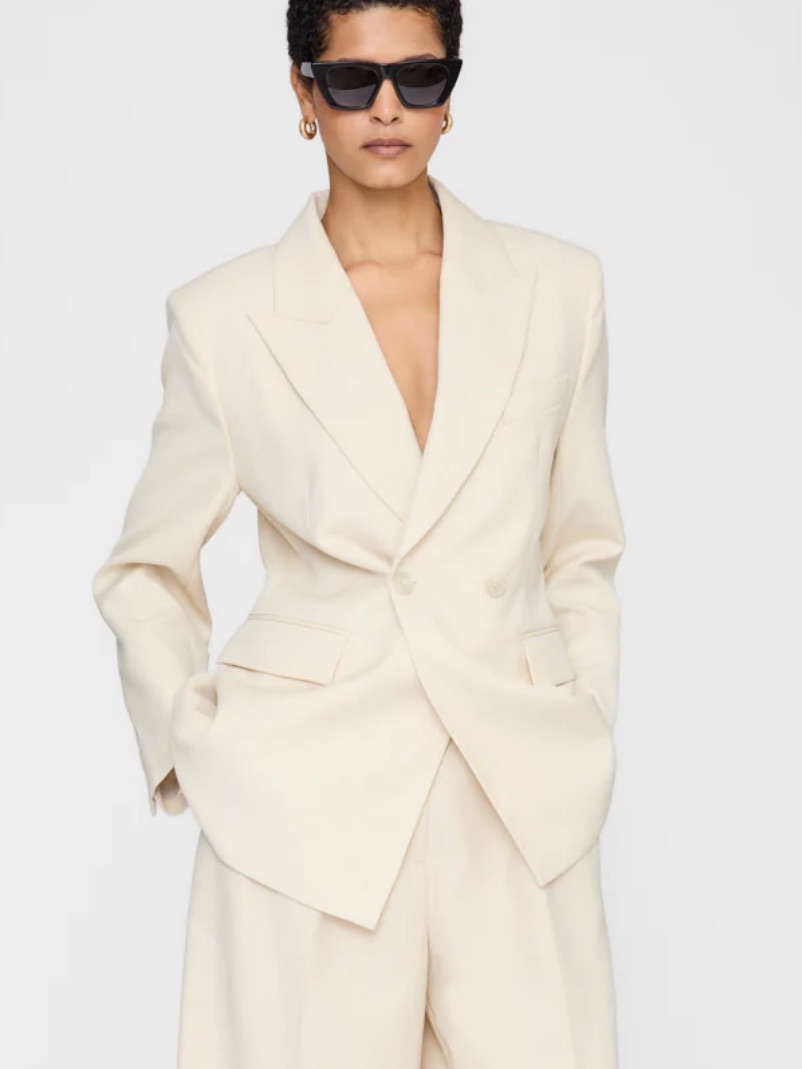 Anine Bing Cream Wide-Leg Blazer & Trousers